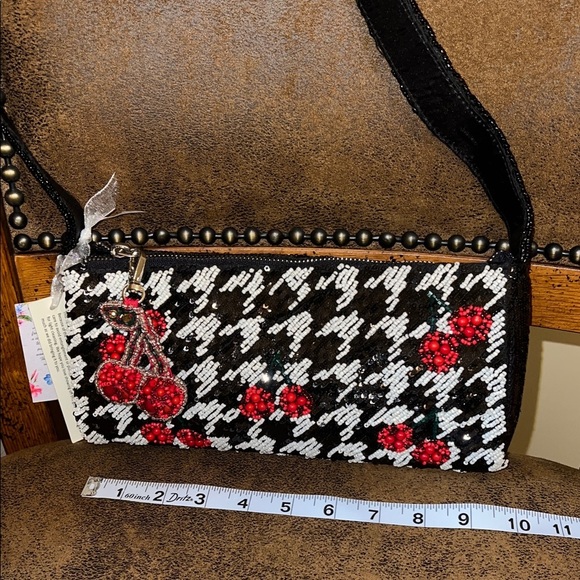Handcrafted In India | Cherry 🍒 Beaded Bag w/ Bag Charm - Picture 9 of 10